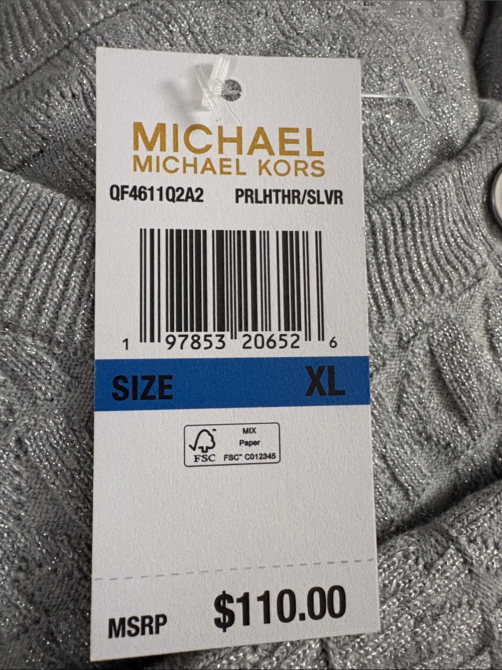 MICHAEL Michael Kors Silver Metallic Crewneck Sweater